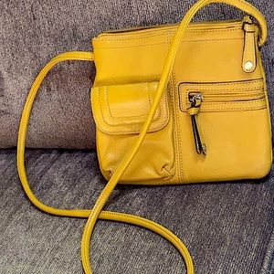 Tignanello Crossbody Mustard Yellow Pocketbook BAG Handbag Many Compartments